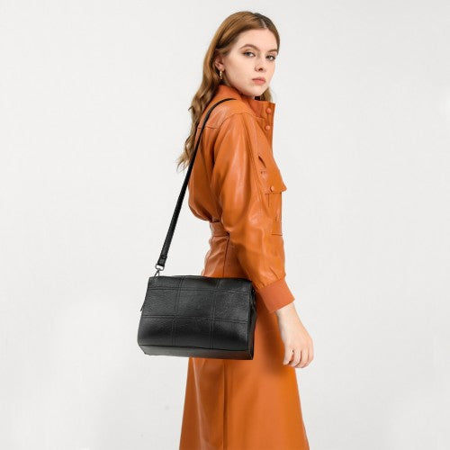 Miss Lulu Multi - Compartment Cross - Body Handbag - Grey