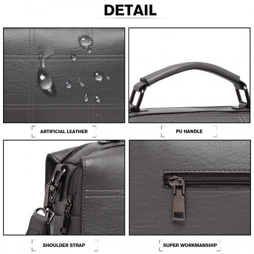 Miss Lulu Multi - Compartment Cross - Body Handbag - Grey