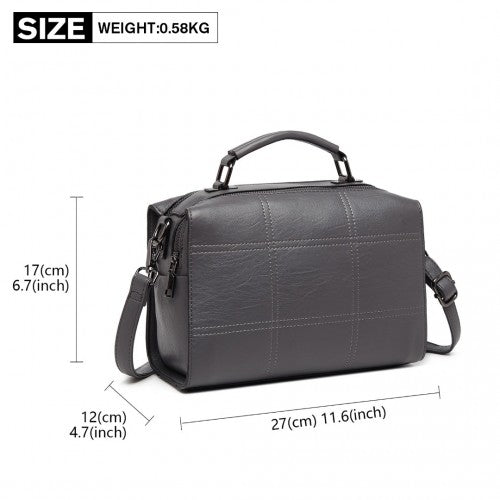 Miss Lulu Multi - Compartment Cross - Body Handbag - Grey