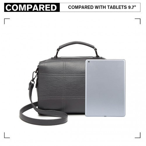Miss Lulu Multi - Compartment Cross - Body Handbag - Grey
