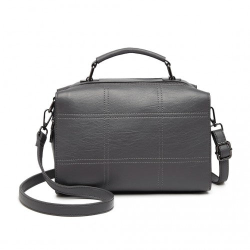 Miss Lulu Multi - Compartment Cross - Body Handbag - Grey