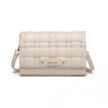 Miss Lulu Woven Texture Flap Leather Shoulder Bag - Beige
