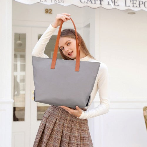 Miss Lulu Casual Waterproof Shopping Tote Bag - Grey