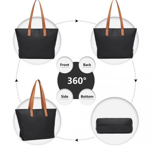 Miss Lulu Casual Waterproof Shopping Tote Bag - Black