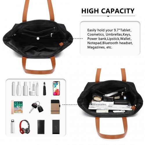 Miss Lulu Casual Waterproof Shopping Tote Bag - Black