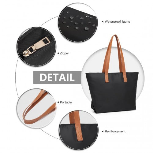 Miss Lulu Casual Waterproof Shopping Tote Bag - Black