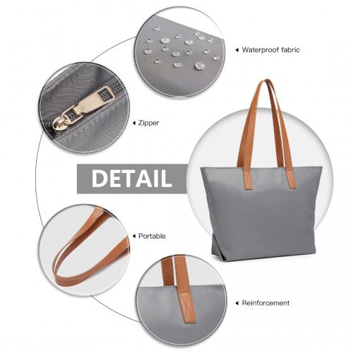 Miss Lulu Casual Waterproof Shopping Tote Bag - Grey