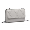 Miss Lulu Rhombus Flap Chain Shoulder Bag - Grey