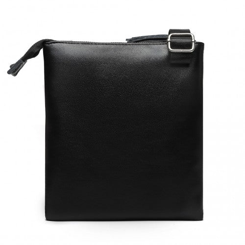 Miss Lulu Double Compartment Lightweight Leather Crossbody bag - Black