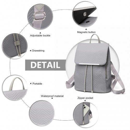 Miss Lulu Lightweight And Elegant Daily Backpack - Grey