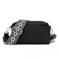 Miss Lulu Ethnic Jacquard Strap Water - Resistant Crossbody Bag - Black
