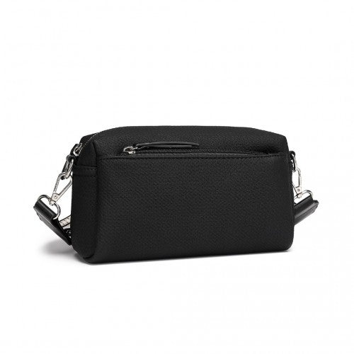 Miss Lulu Ethnic Jacquard Strap Water - Resistant Crossbody Bag - Black