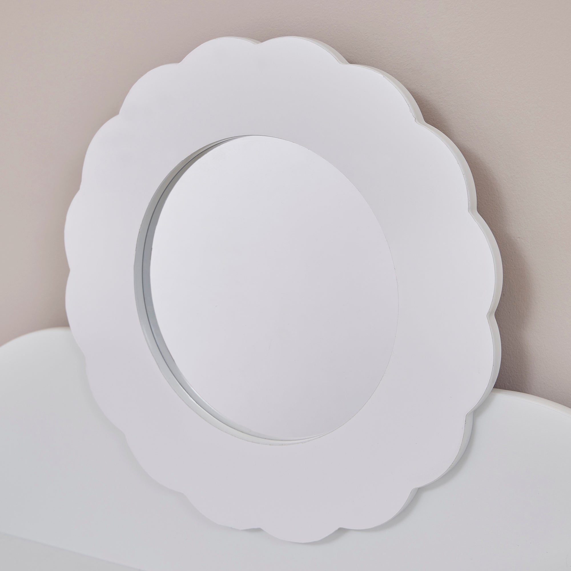 White Kids Dressing Table & Stool Set – Child-Safe Mirror, Drawer Storage Ages 3-7