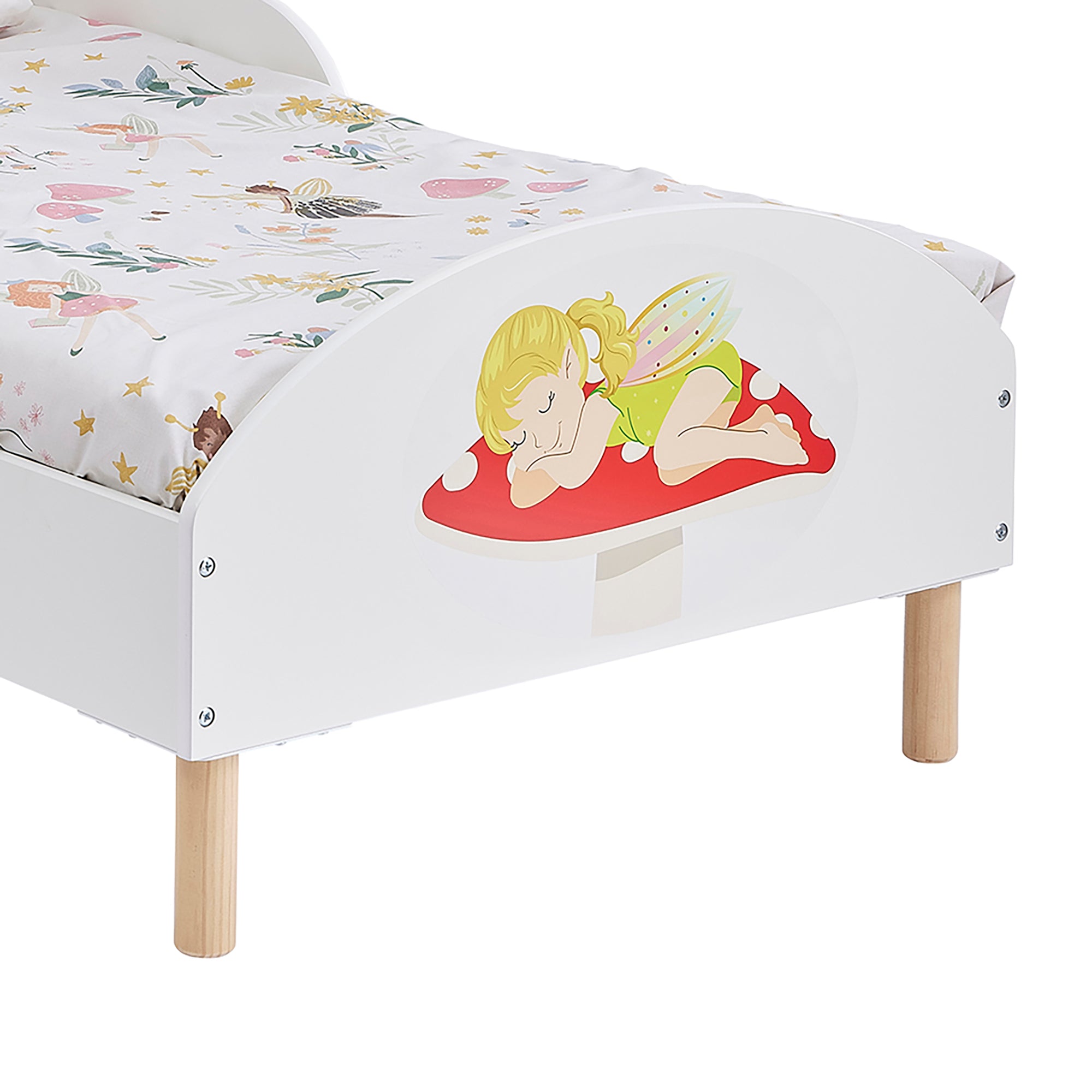 Fairy Themed Toddler Bed – Kids Magical Princess Design Cot Transition Bed
