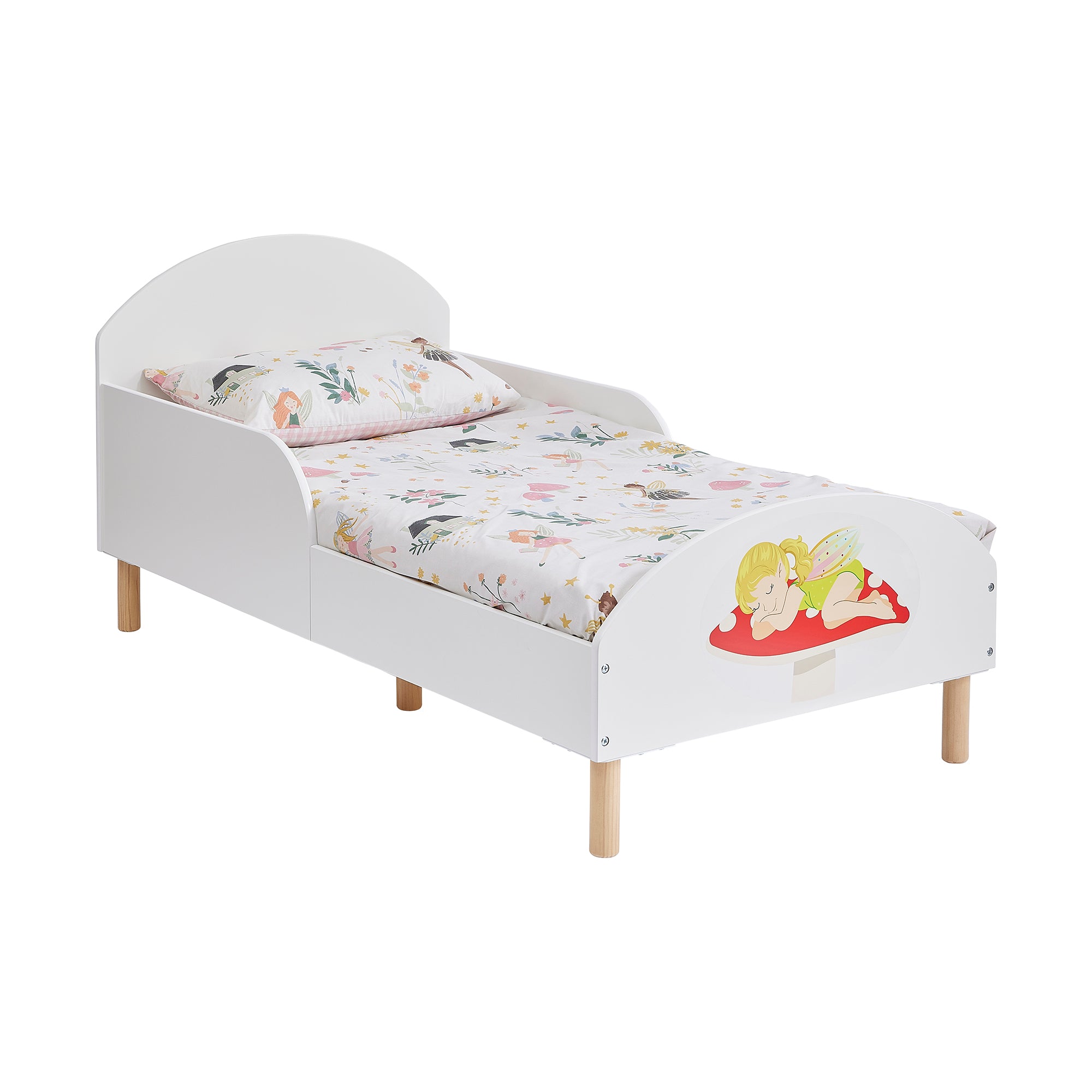 Fairy Themed Toddler Bed – Kids Magical Princess Design Cot Transition Bed