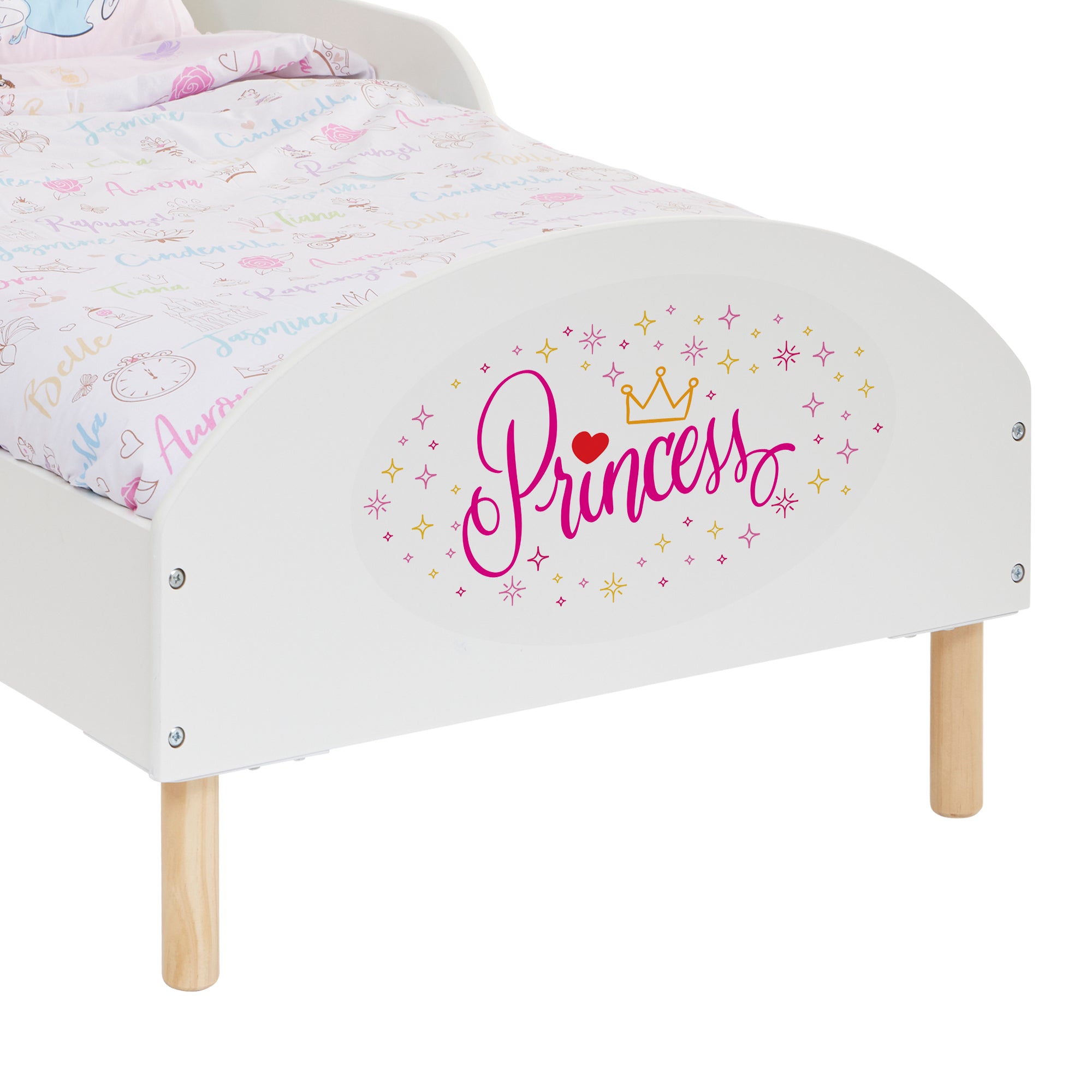 Princess Toddler Bed with Decal – Safe Wooden Bed for Kids (18 Months – 5 Years)