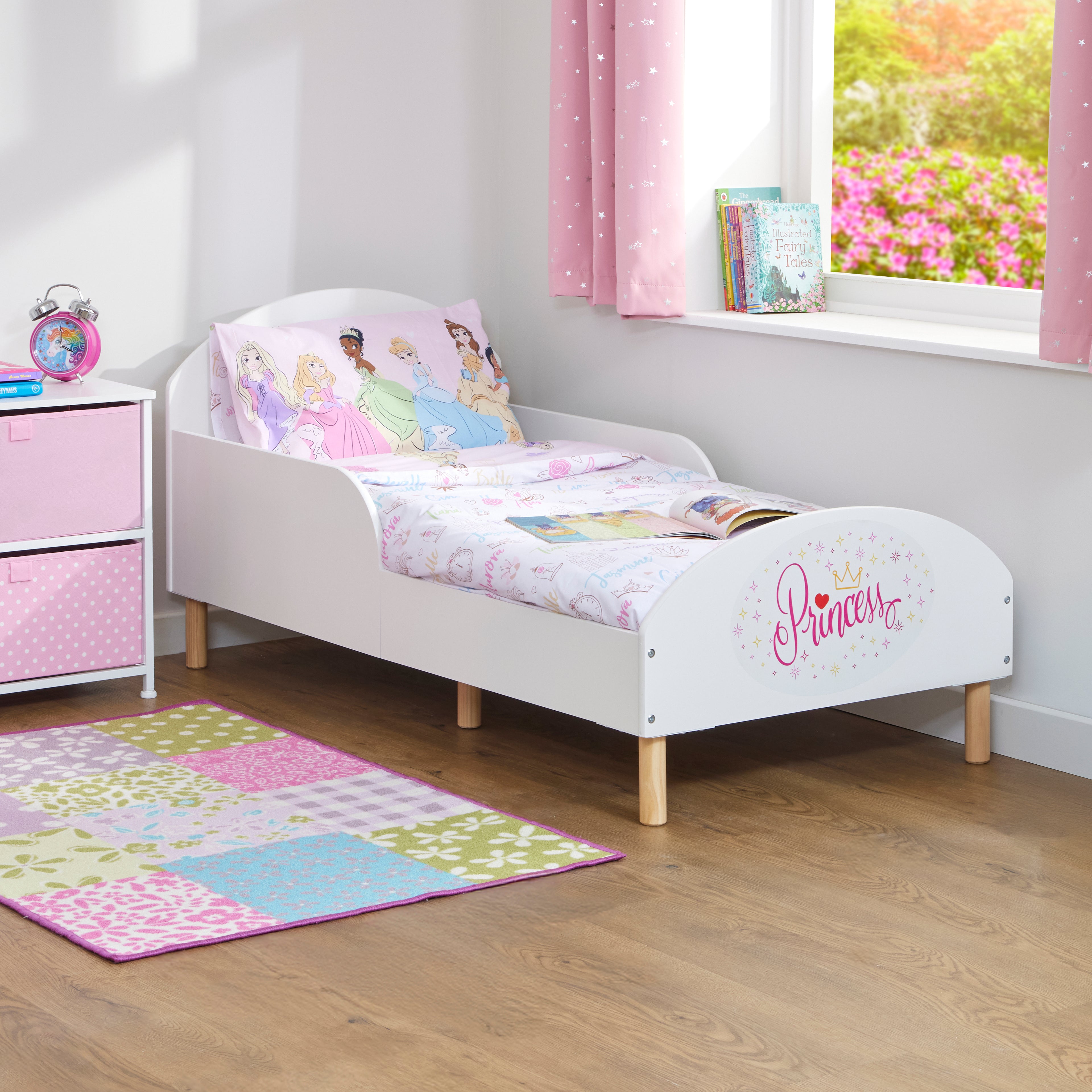 Princess Toddler Bed with Decal – Safe Wooden Bed for Kids (18 Months – 5 Years)