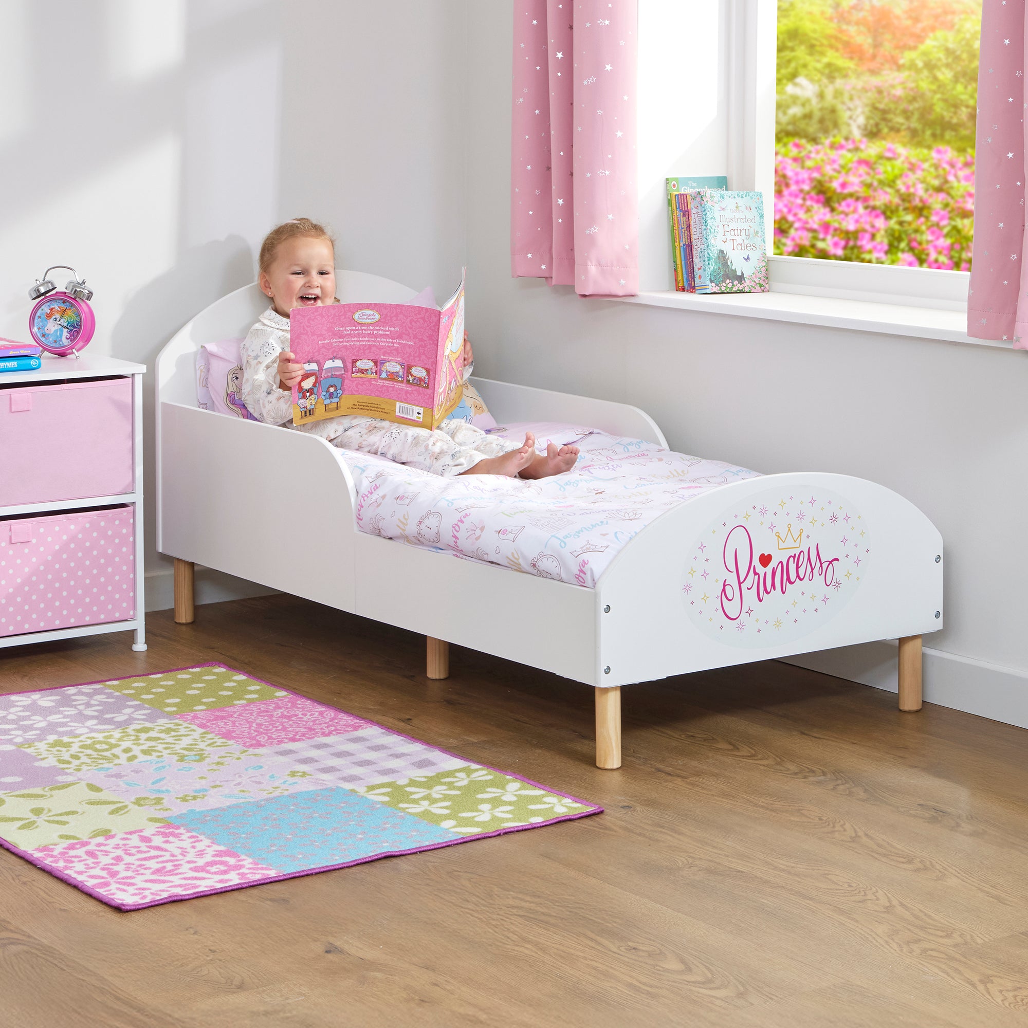 Princess Toddler Bed with Decal – Safe Wooden Bed for Kids (18 Months – 5 Years)