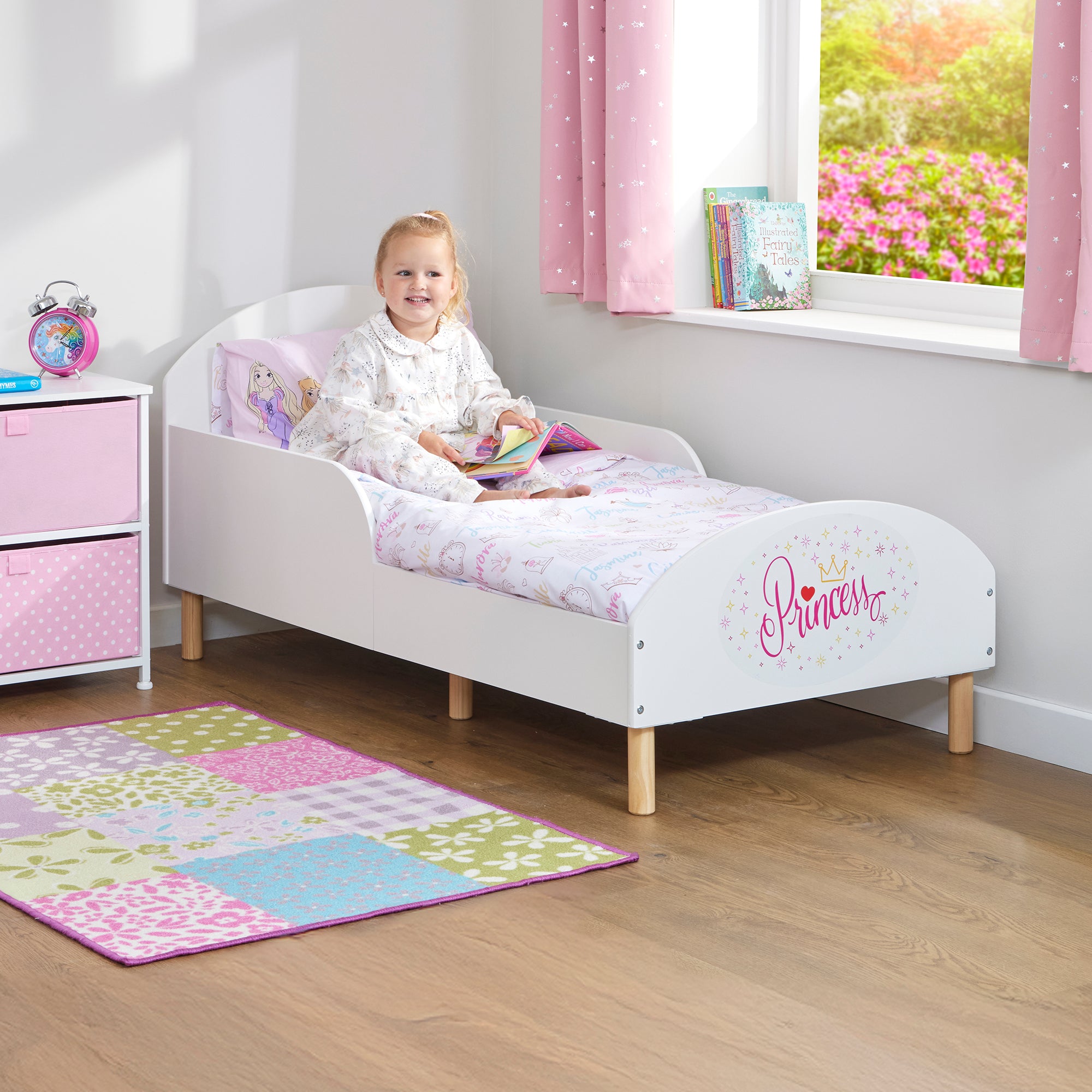 Princess Toddler Bed with Decal – Safe Wooden Bed for Kids (18 Months – 5 Years)