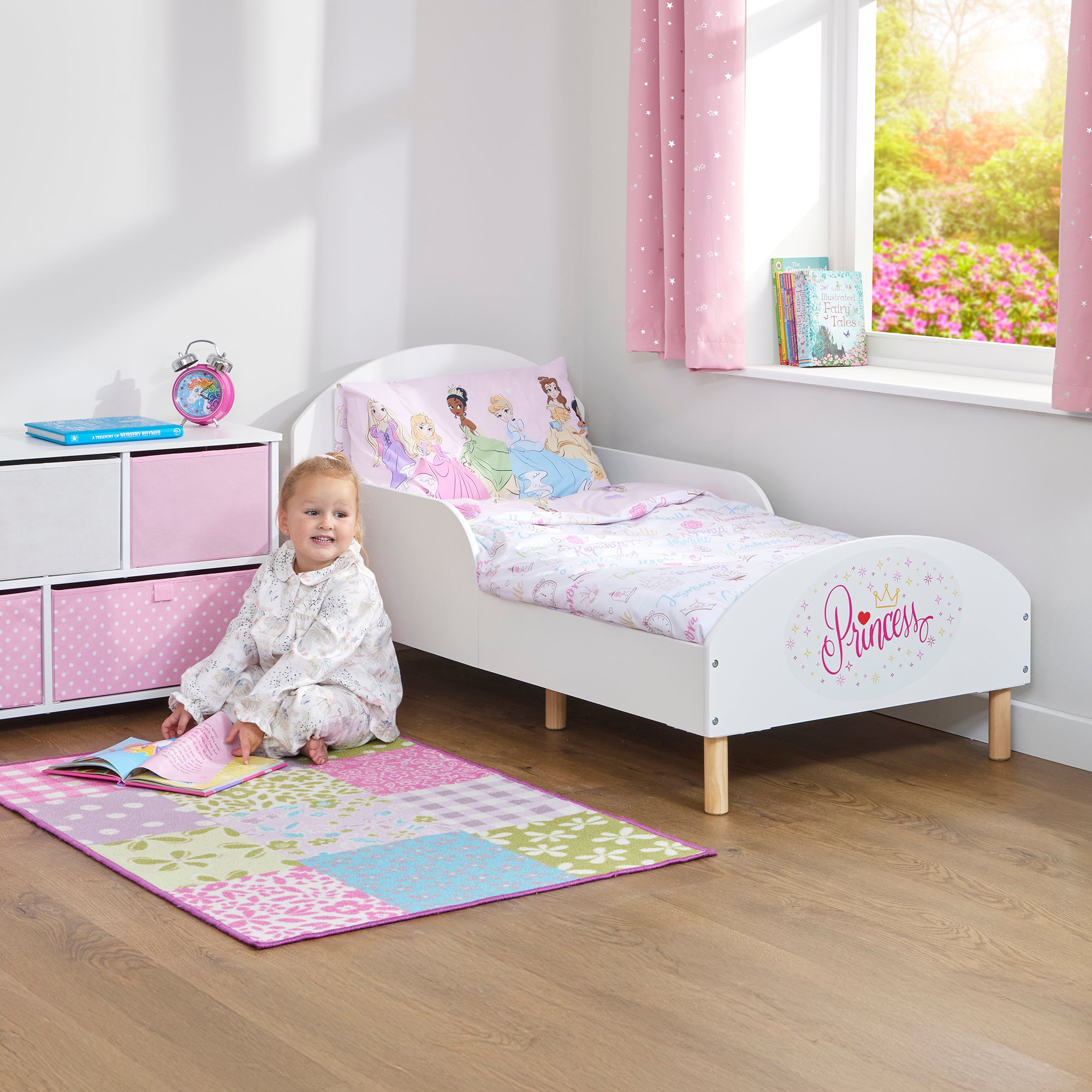 Princess Toddler Bed with Decal – Safe Wooden Bed for Kids (18 Months – 5 Years)