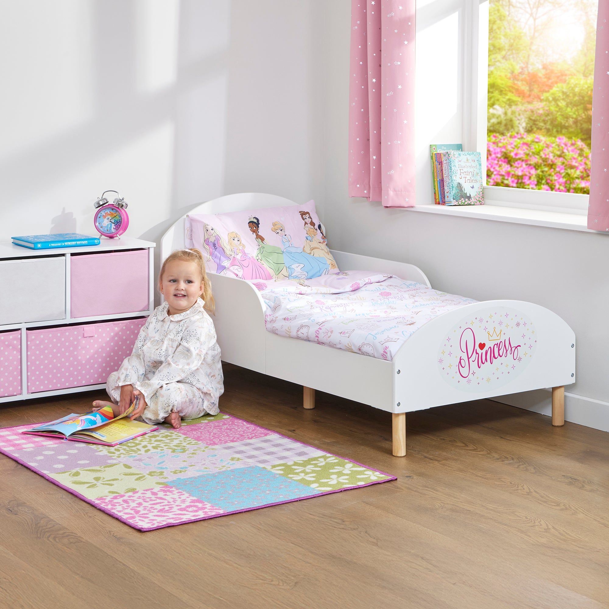 Princess Toddler Bed with Decal – Safe Wooden Bed for Kids (18 Months – 5 Years)