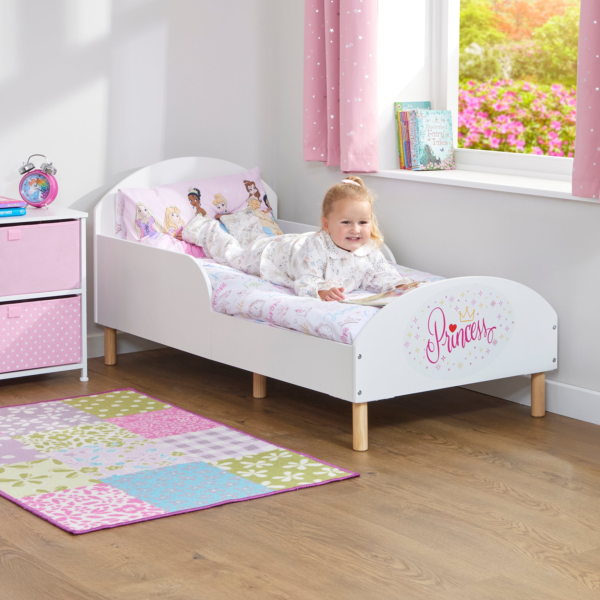 Princess Toddler Bed with Decal – Safe Wooden Bed for Kids (18 Months – 5 Years)