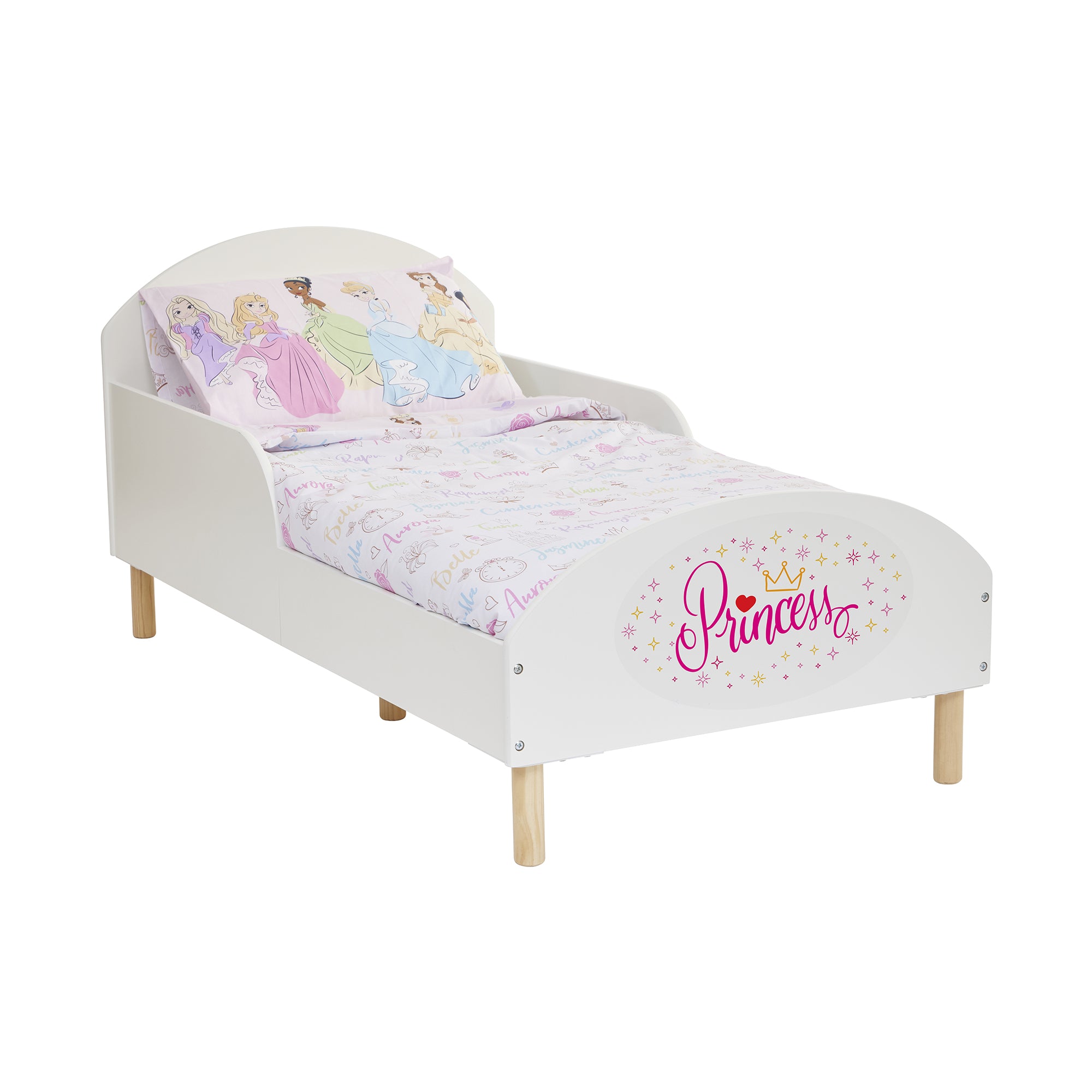 Princess Toddler Bed with Decal – Safe Wooden Bed for Kids (18 Months – 5 Years)