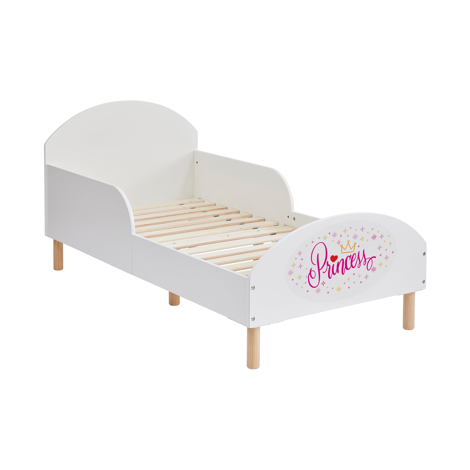 Princess Toddler Bed with Decal – Safe Wooden Bed for Kids (18 Months – 5 Years)
