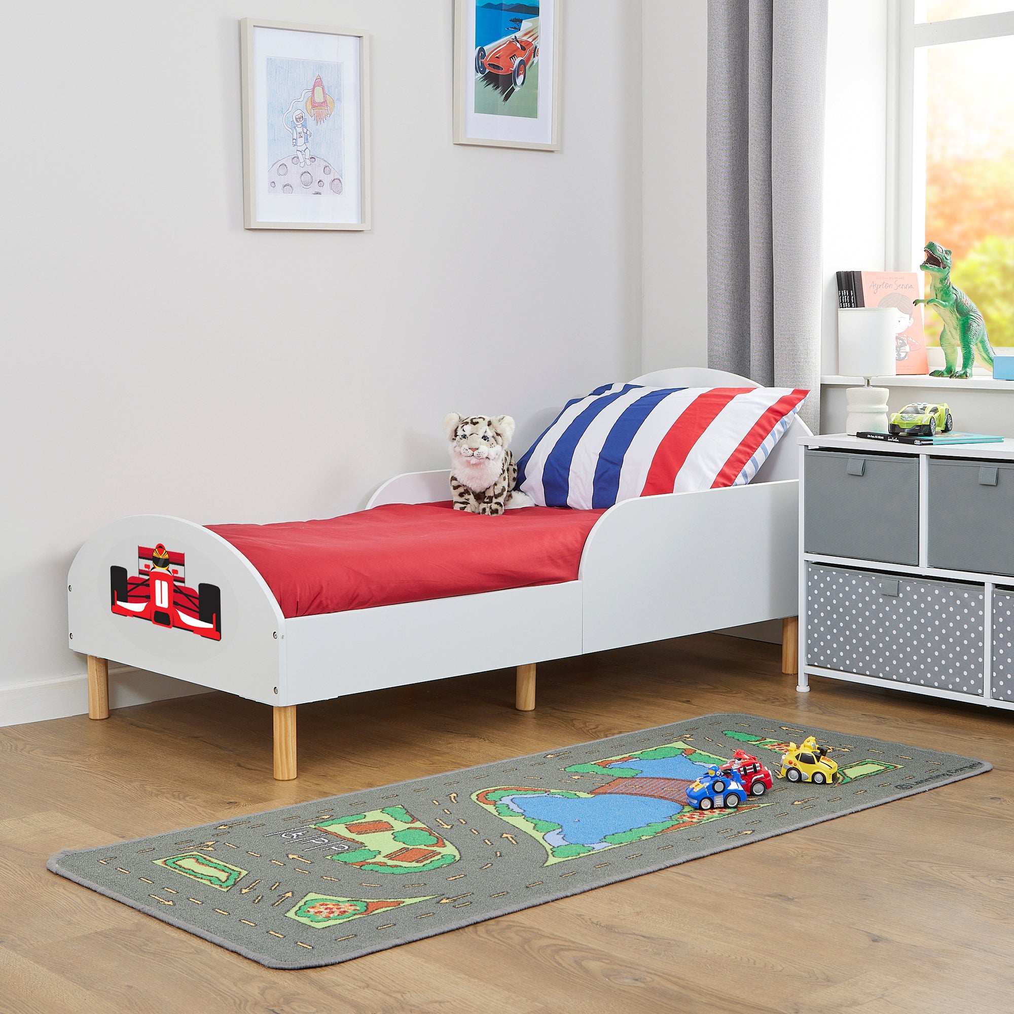 Formula 1 Toddler Bed – Safe Wooden Car Bed for Kids (18 Months – 5 Years)