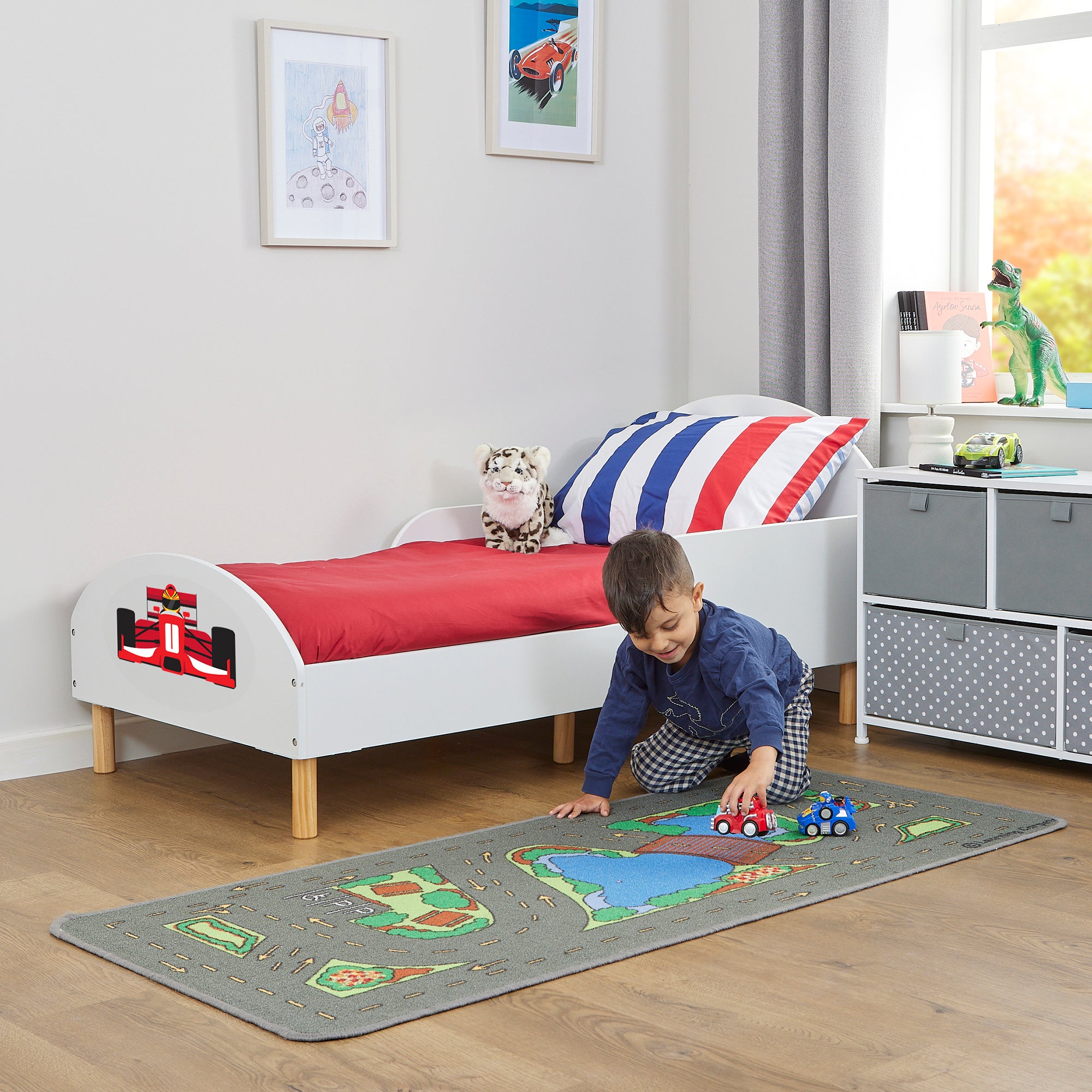 Formula 1 Toddler Bed – Safe Wooden Car Bed for Kids (18 Months – 5 Years)