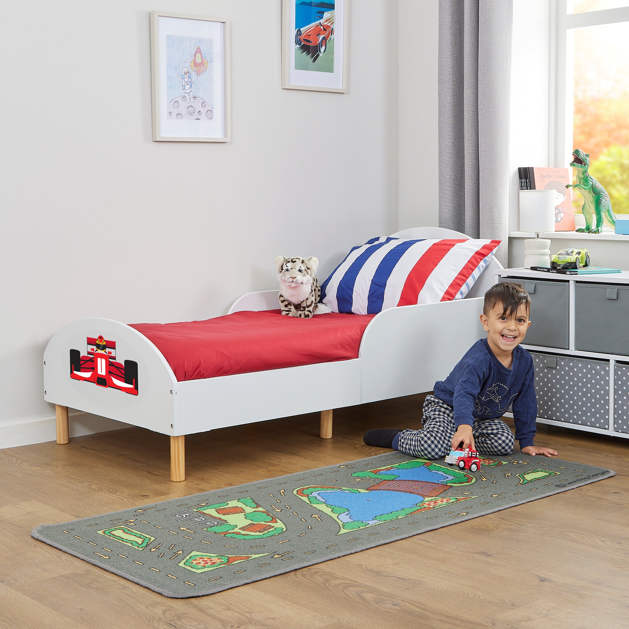 Formula 1 Toddler Bed – Safe Wooden Car Bed for Kids (18 Months – 5 Years)