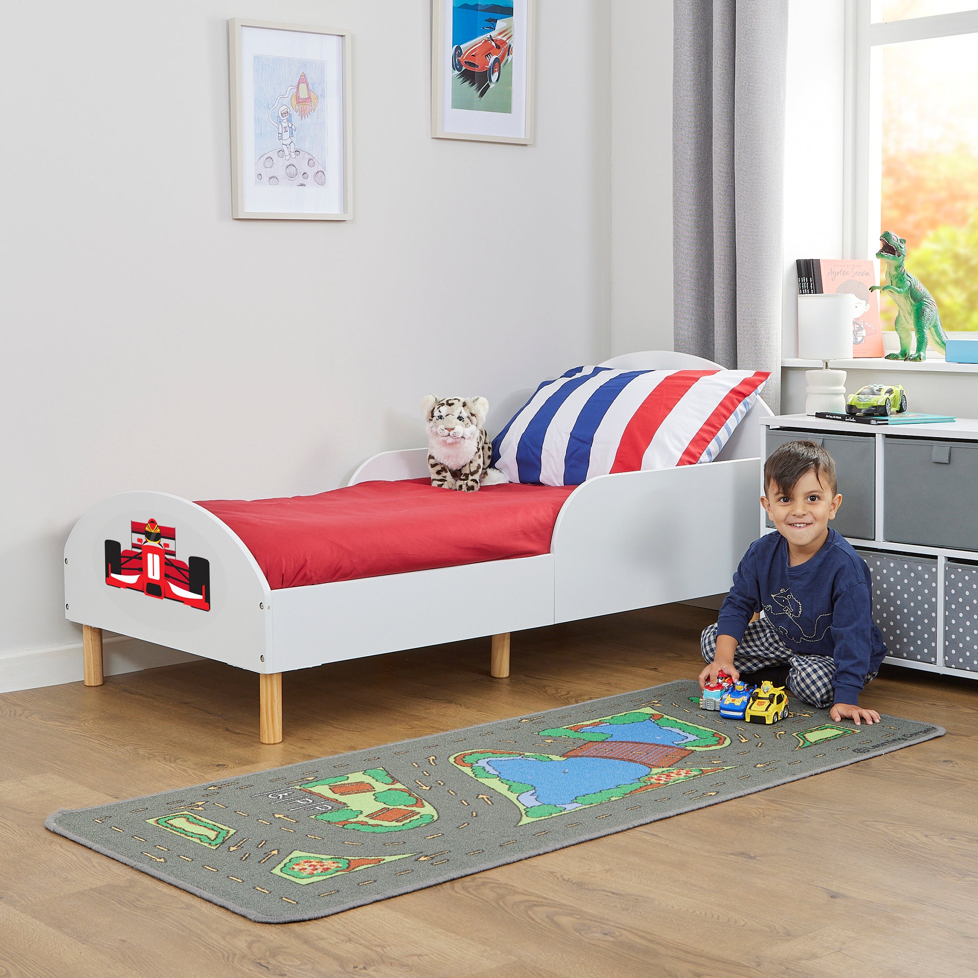 Formula 1 Toddler Bed – Safe Wooden Car Bed for Kids (18 Months – 5 Years)
