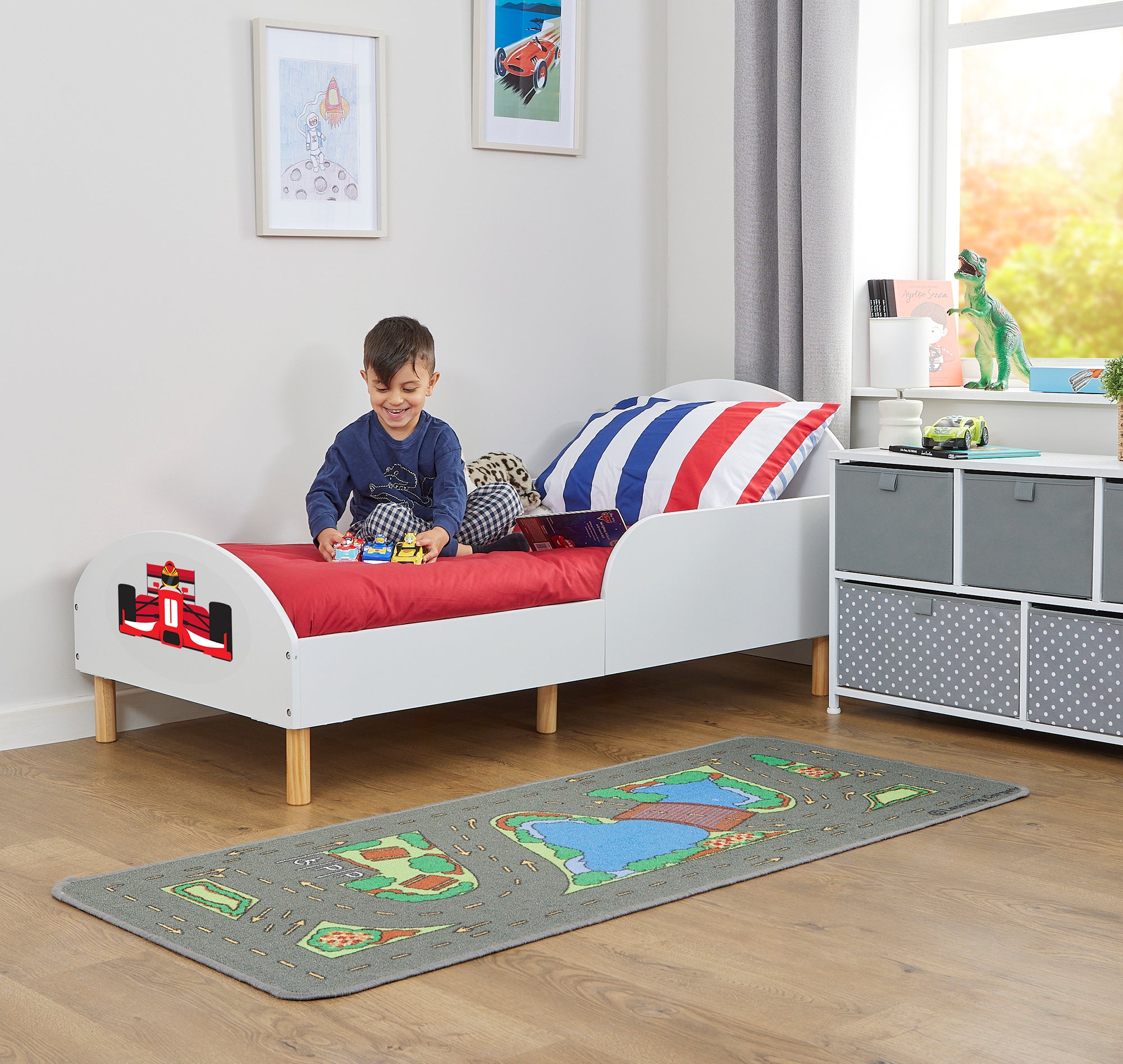 Formula 1 Toddler Bed – Safe Wooden Car Bed for Kids (18 Months – 5 Years)