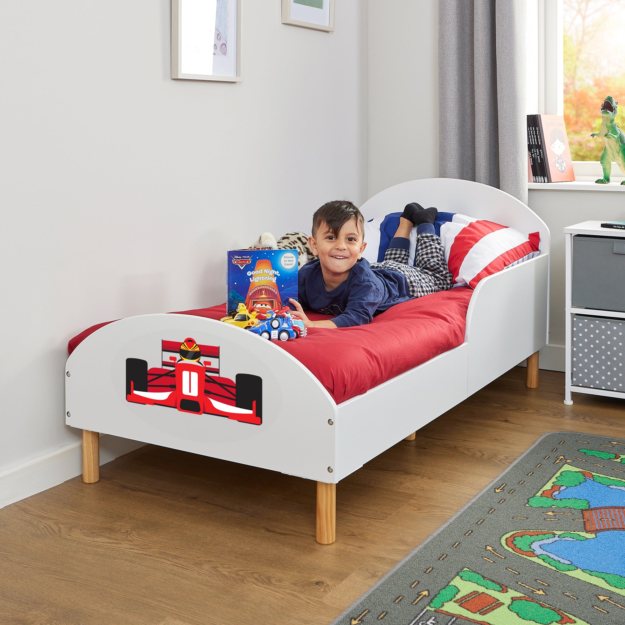 Formula 1 Toddler Bed – Safe Wooden Car Bed for Kids (18 Months – 5 Years)