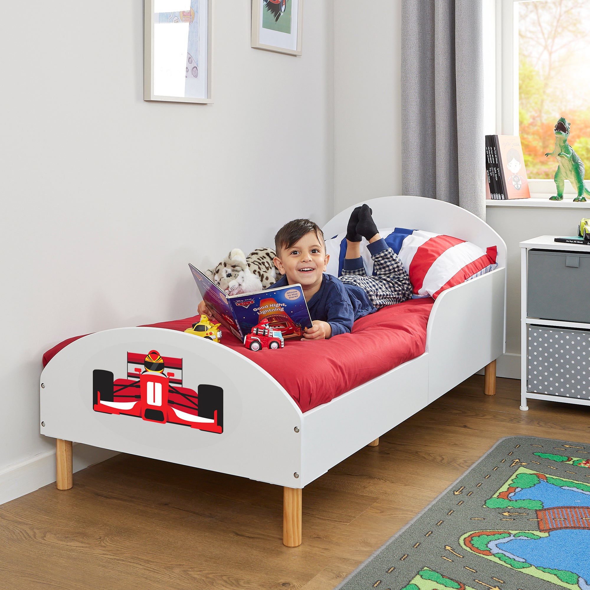 Formula 1 Toddler Bed – Safe Wooden Car Bed for Kids (18 Months – 5 Years)