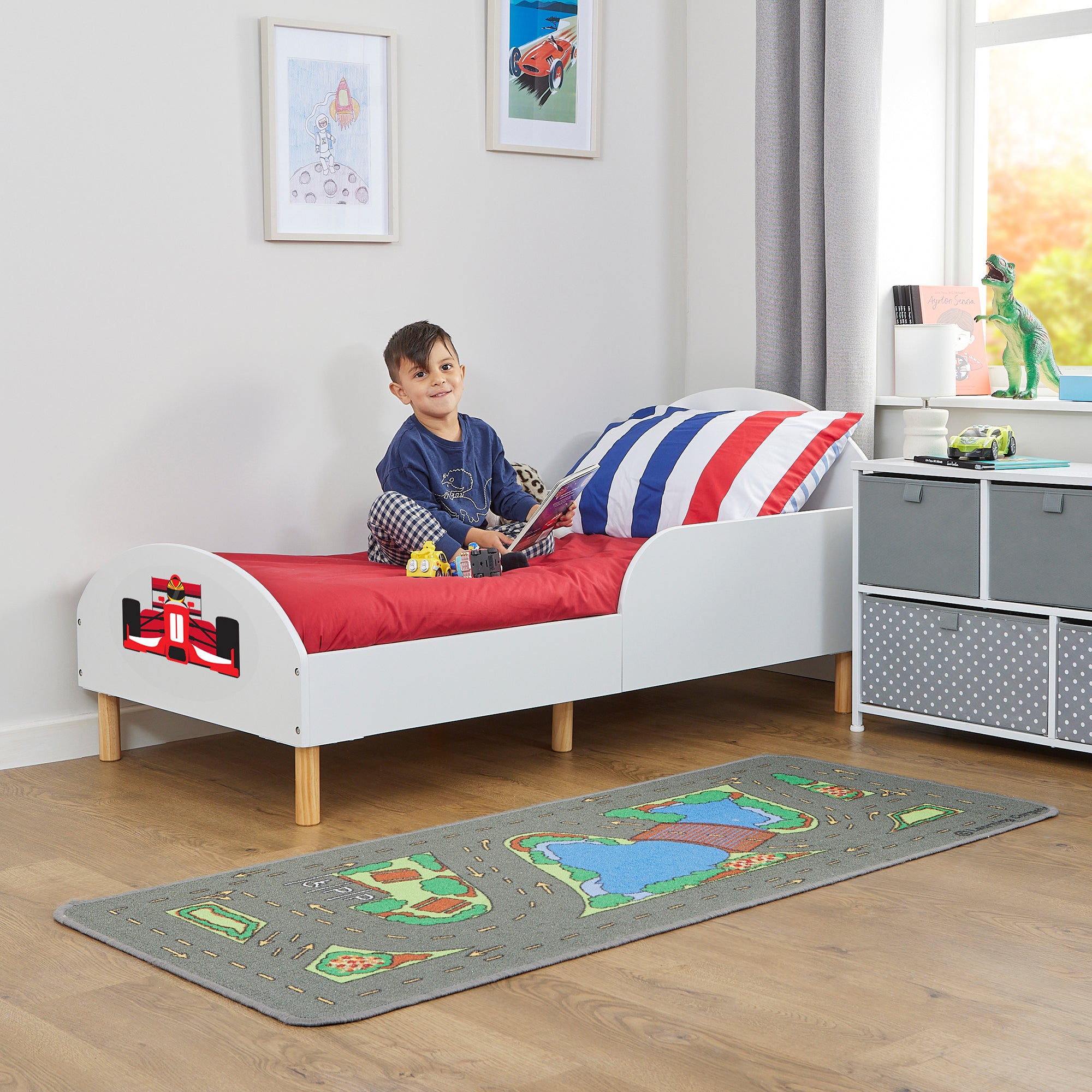 Formula 1 Toddler Bed – Safe Wooden Car Bed for Kids (18 Months – 5 Years)
