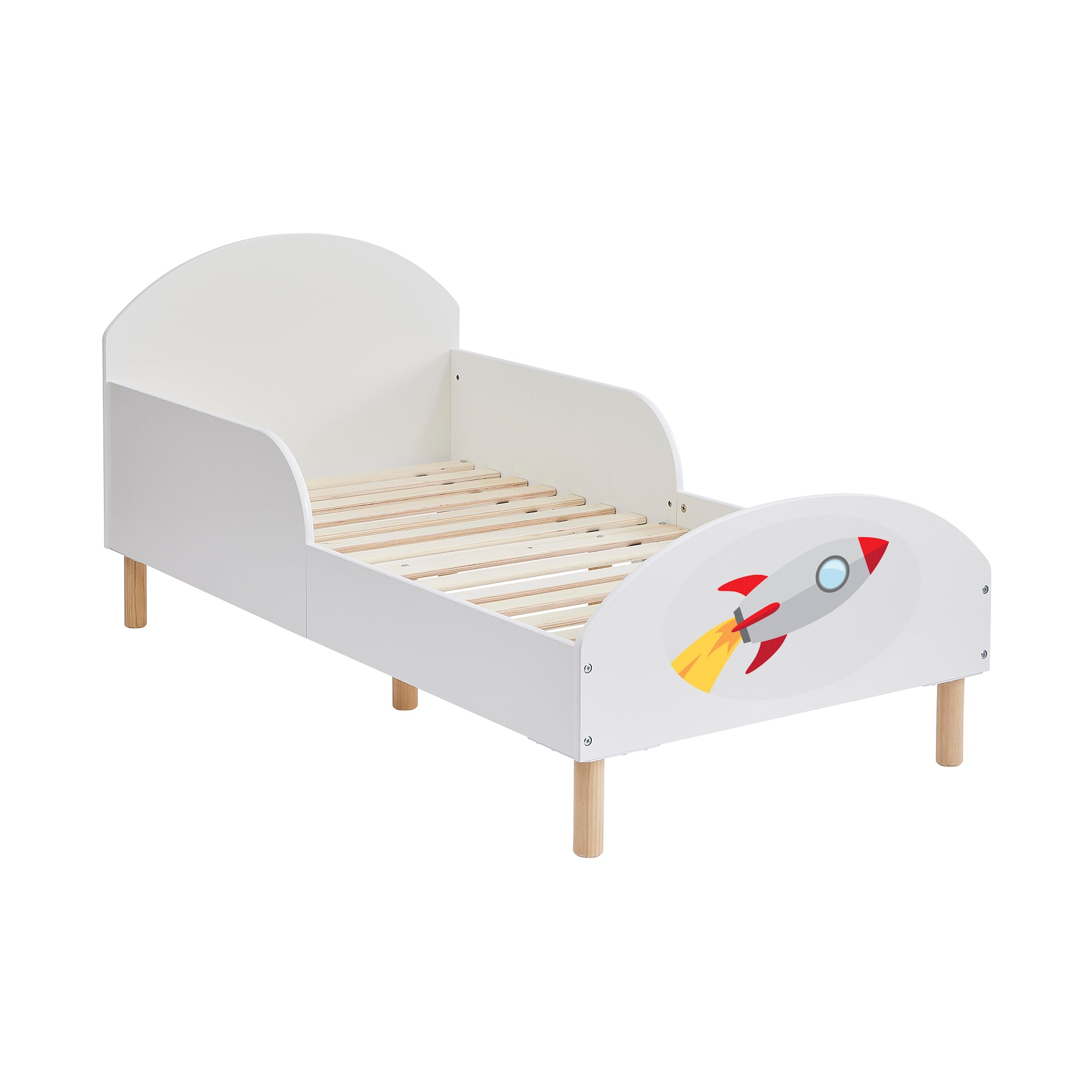 Rocket Toddler Bed with Decal – Safe Wooden Space Bed for Kids (18 Months – 5 Years)