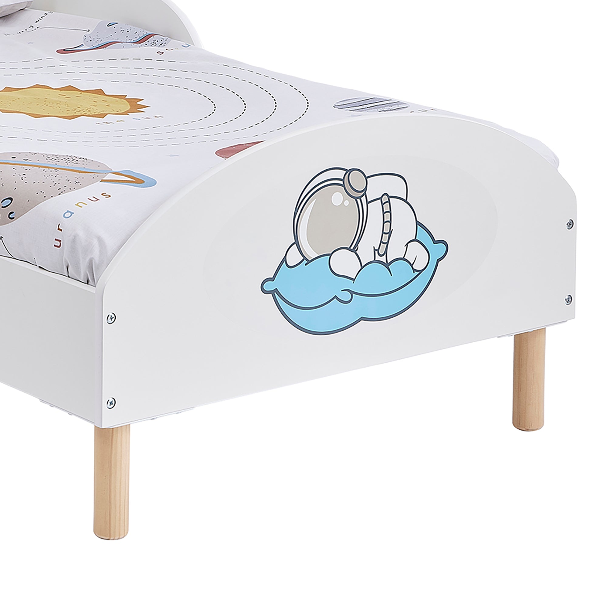 Spaceman Toddler Bed with Decal – Safe Wooden Space Bed for Kids (18 Months – 5 Years)
