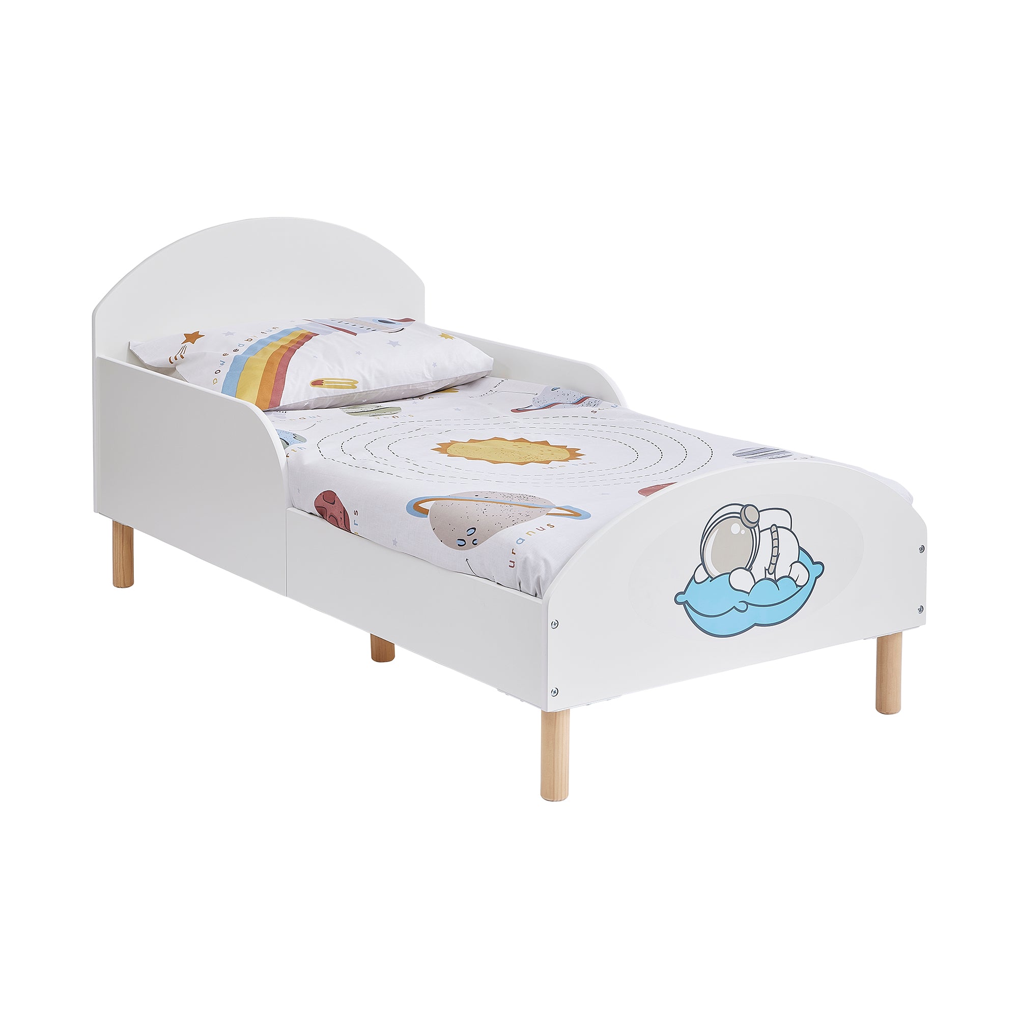 Spaceman Toddler Bed with Decal – Safe Wooden Space Bed for Kids (18 Months – 5 Years)