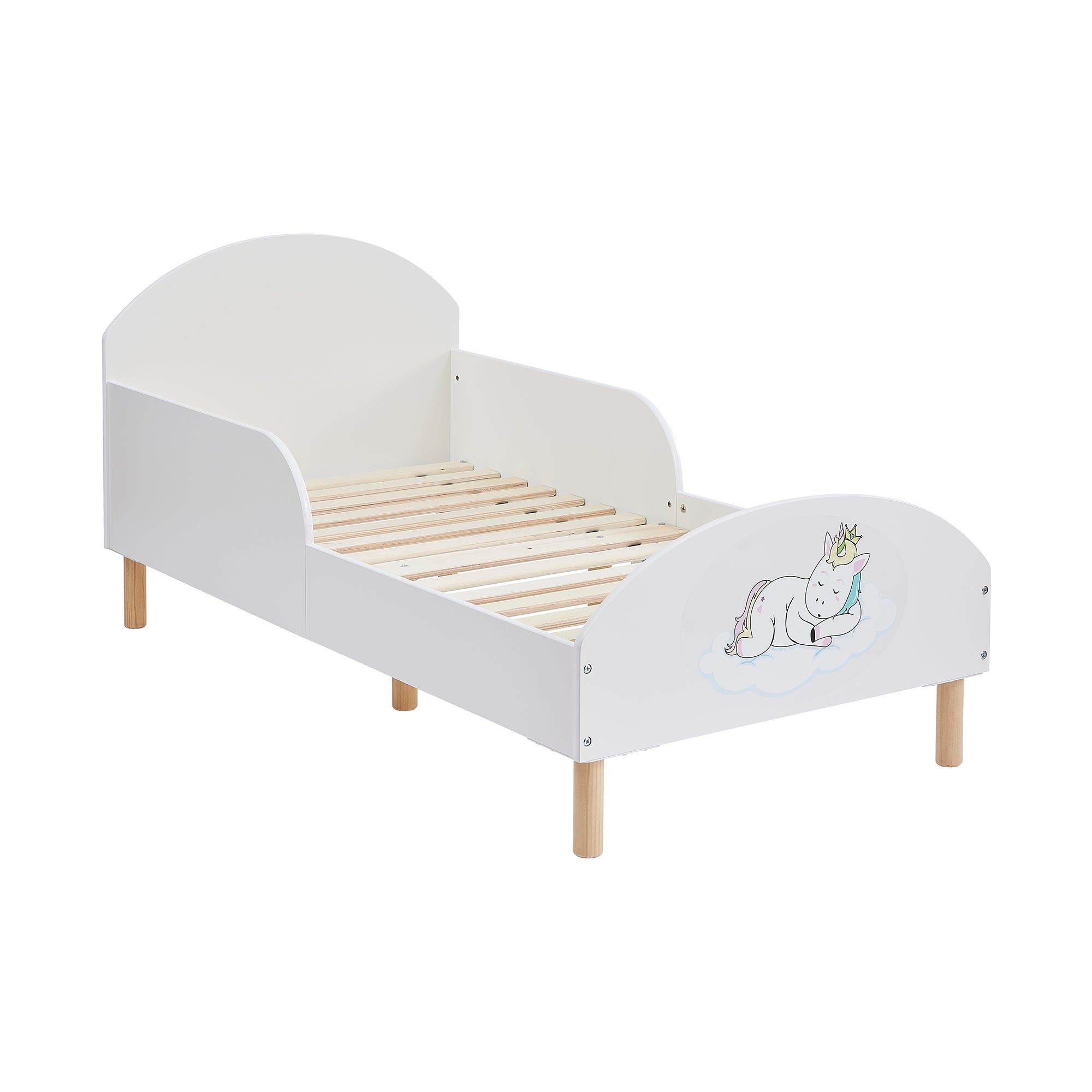 Unicorn Toddler Bed with Decal – Safe Wooden Bed for Kids (18 Months – 5 Years)