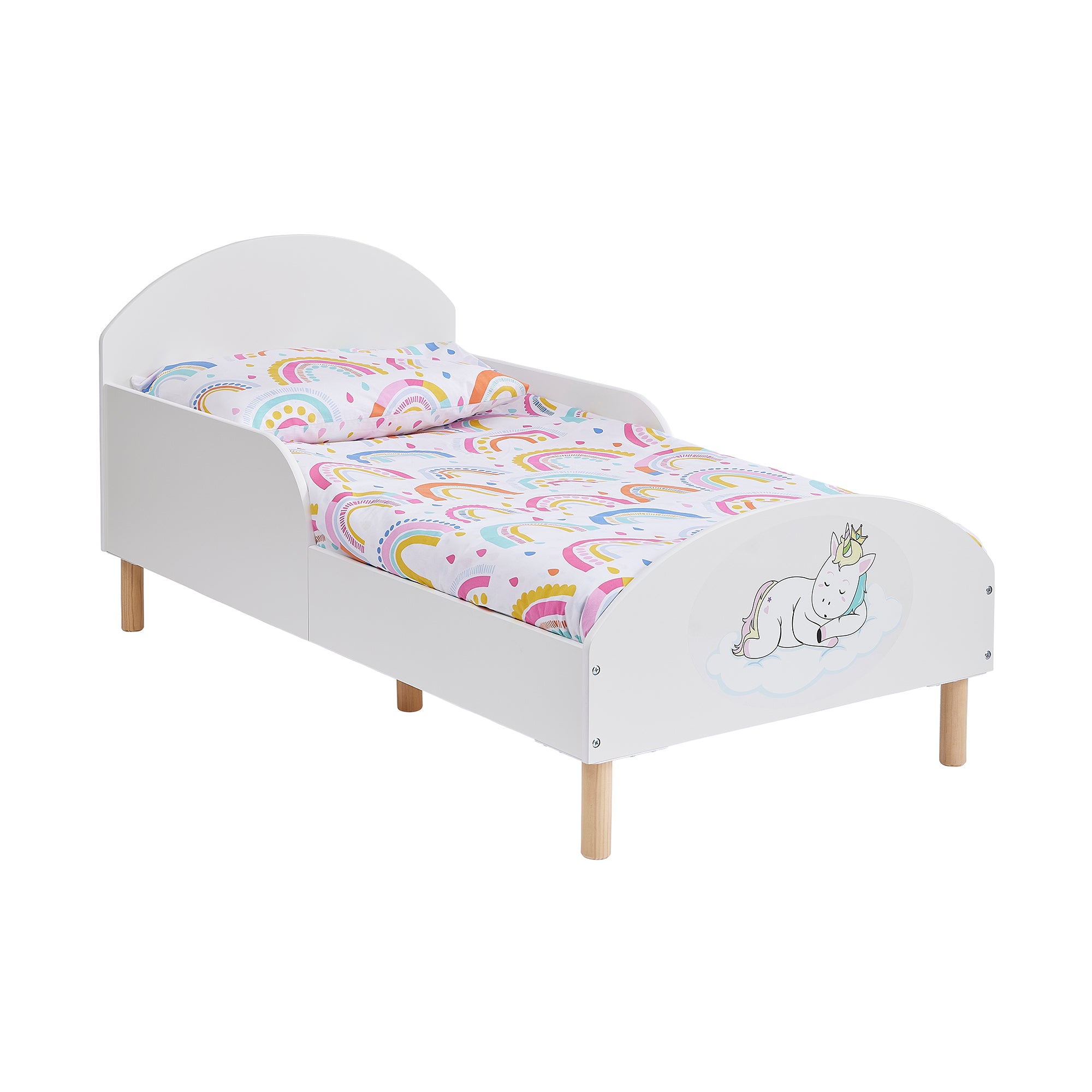 Unicorn Toddler Bed with Decal – Safe Wooden Bed for Kids (18 Months – 5 Years)
