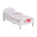 Wooden Toddler Bed with Safety Rails & Decal (18 Months – 5 Years) - Spread Your Wings and Fly