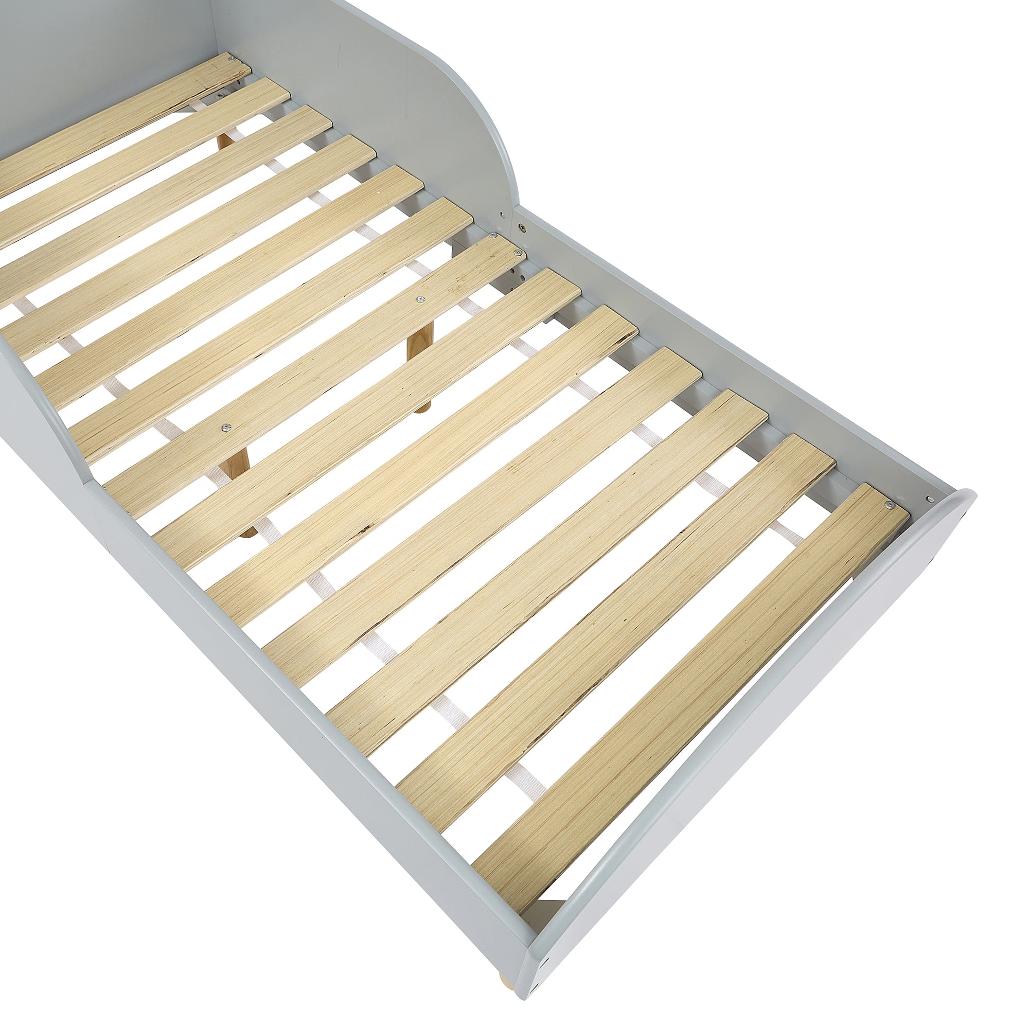 Kids Grey Toddler Bed with Safety Rails (18 Months – 5 Years)