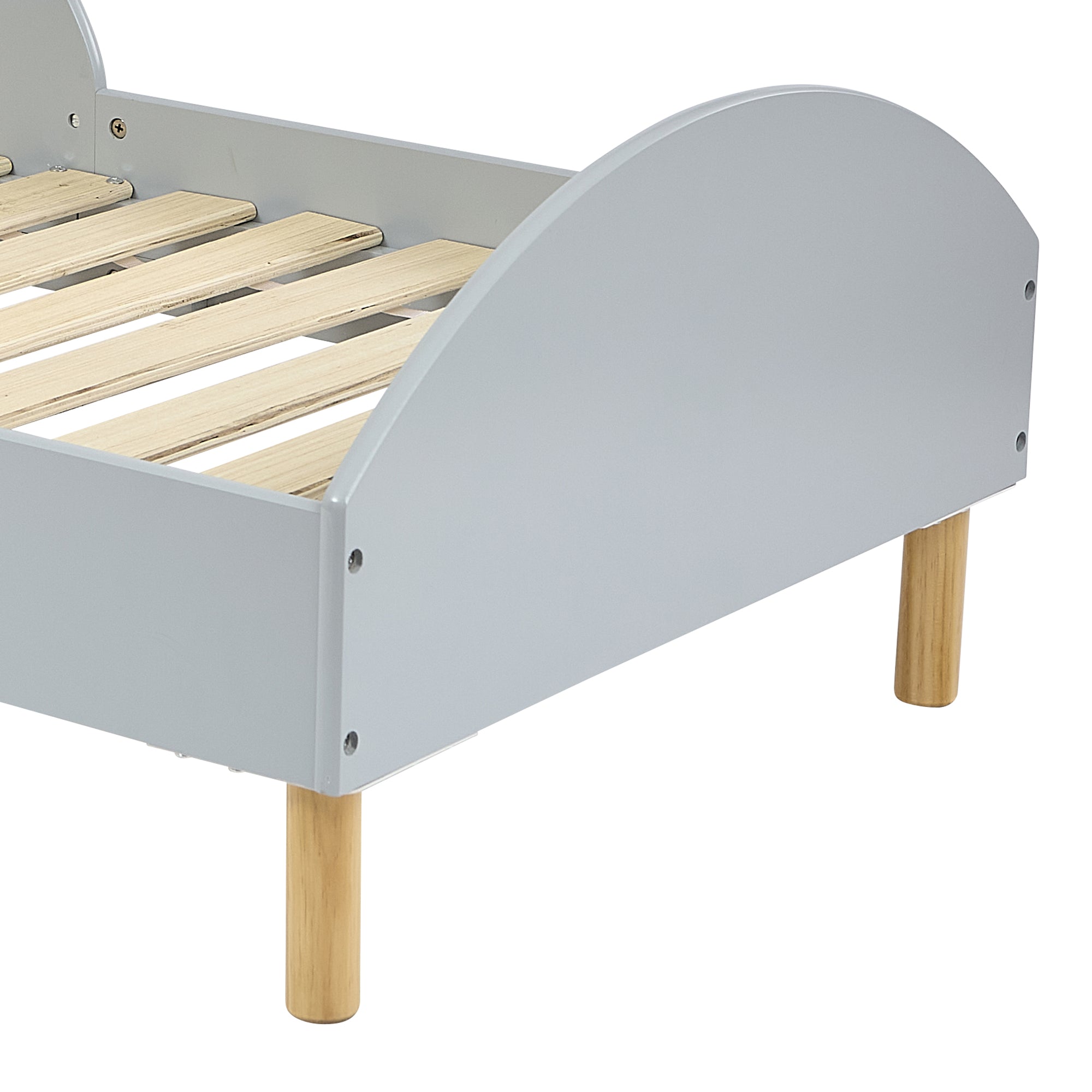 Kids Grey Toddler Bed with Safety Rails (18 Months – 5 Years)