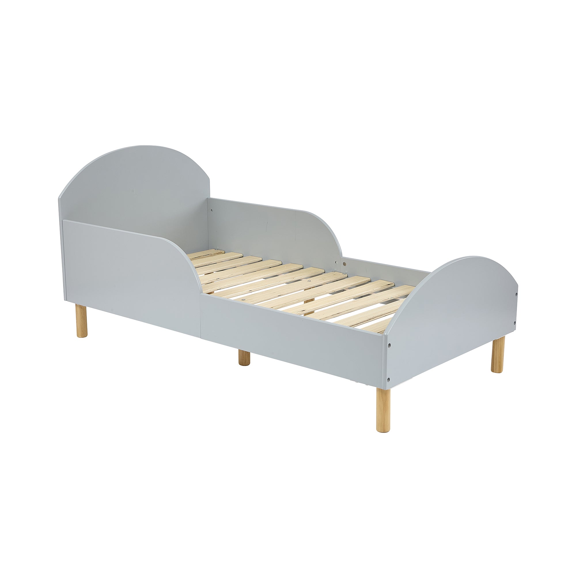 Kids Grey Toddler Bed with Safety Rails (18 Months – 5 Years)