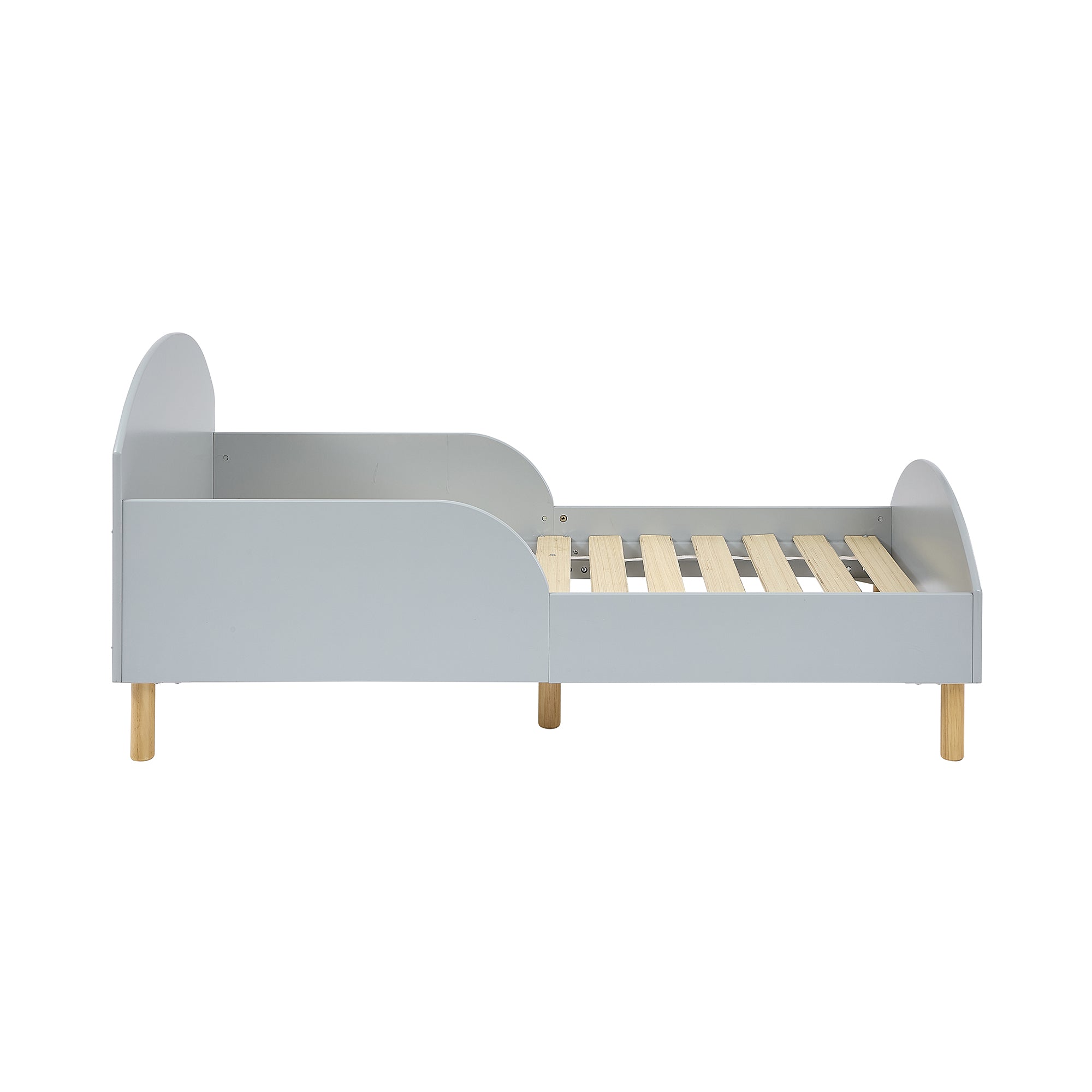 Kids Grey Toddler Bed with Safety Rails (18 Months – 5 Years)