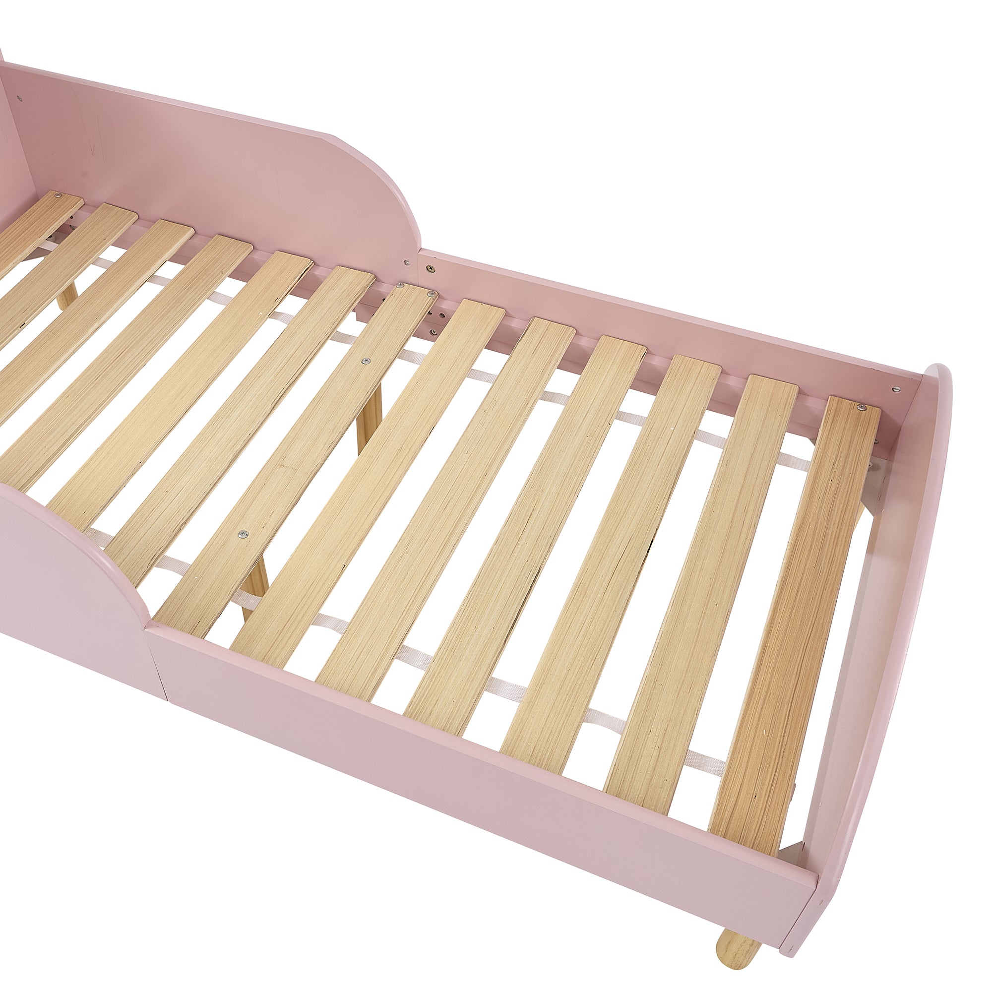 Kids Pink Toddler Bed with Safety Rails (18 Months – 5 Years)