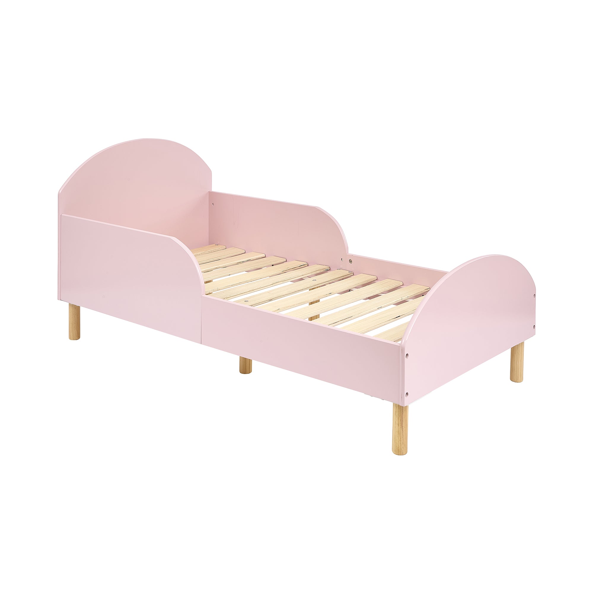 Kids Pink Toddler Bed with Safety Rails (18 Months – 5 Years)