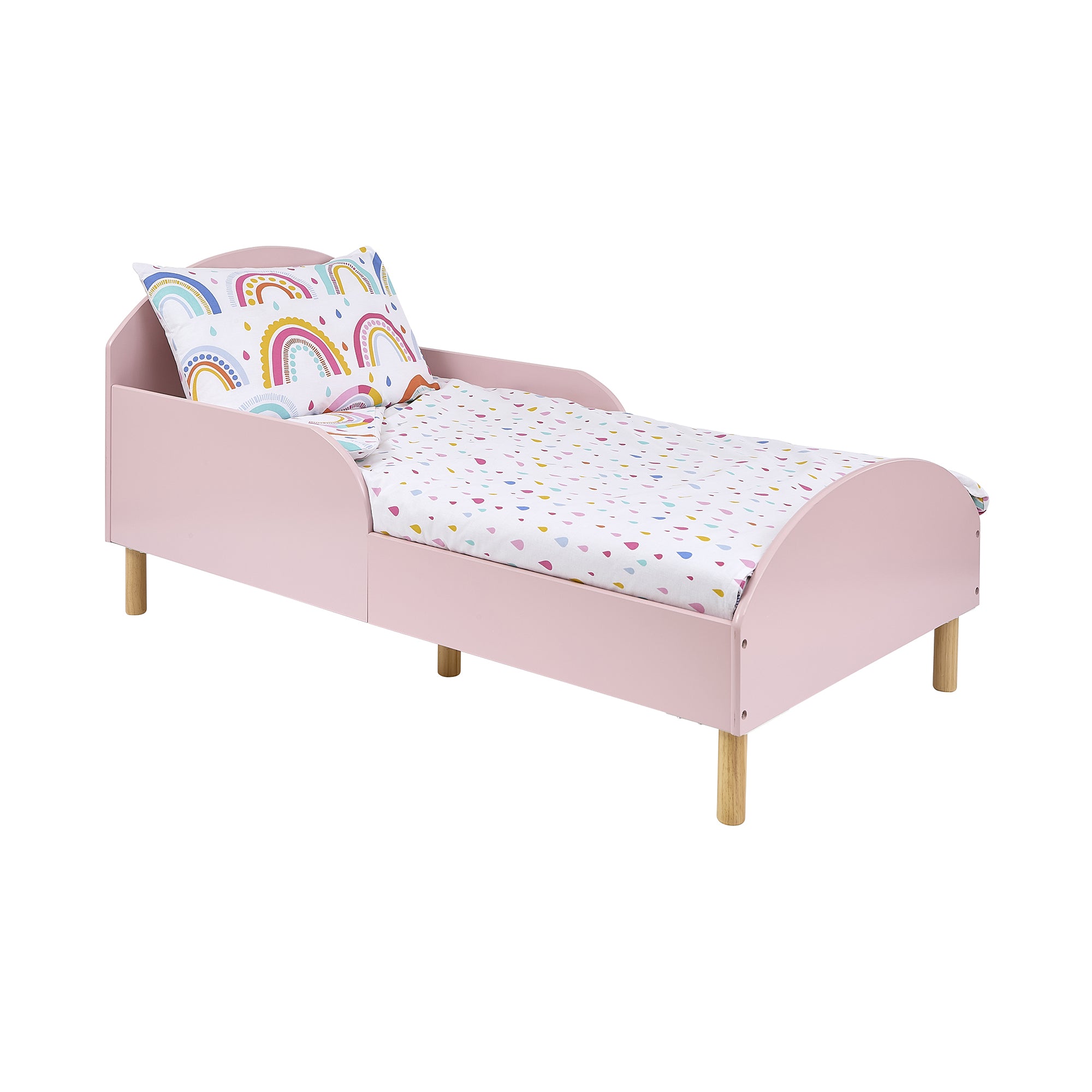 Kids Pink Toddler Bed with Safety Rails (18 Months – 5 Years)