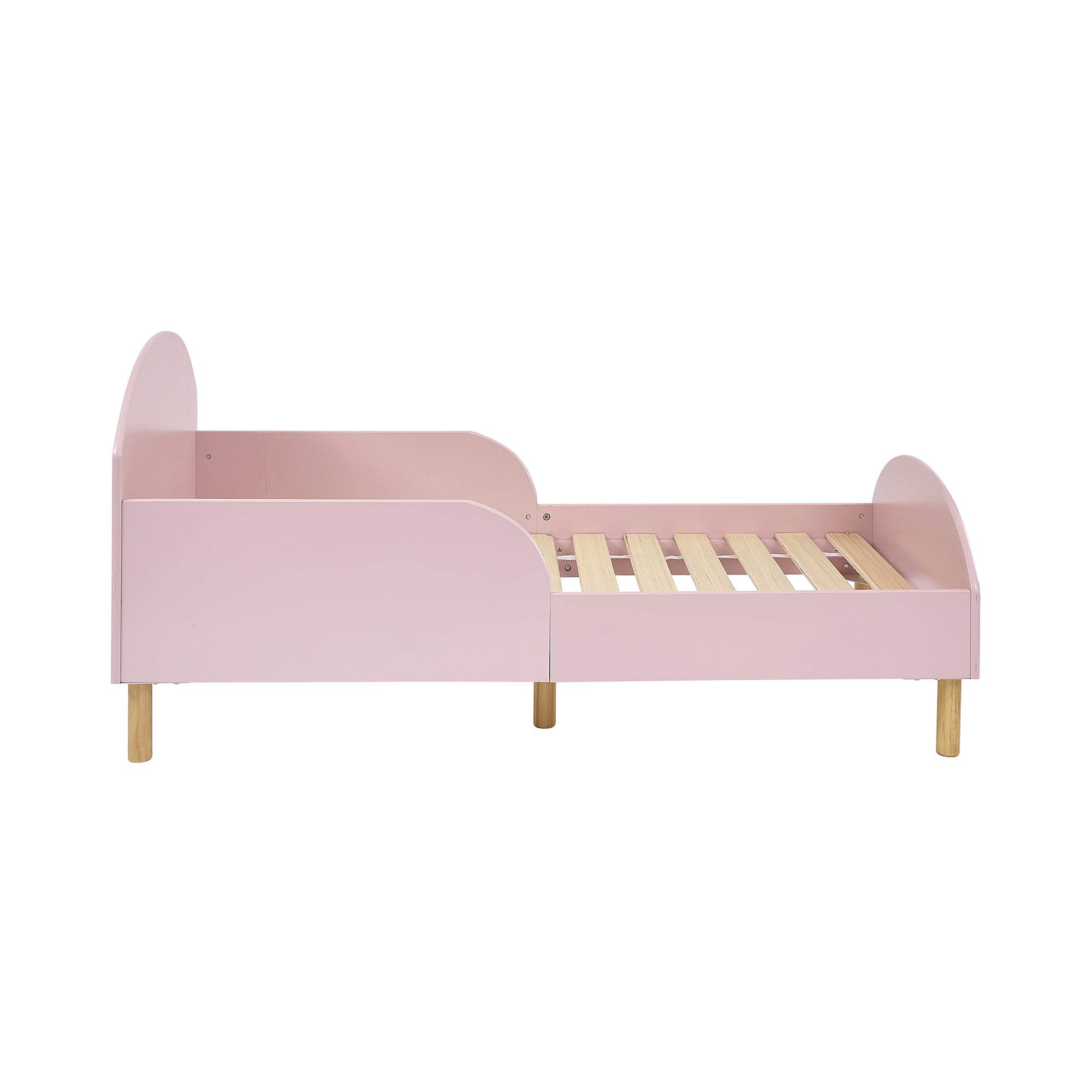 Kids Pink Toddler Bed with Safety Rails (18 Months – 5 Years)